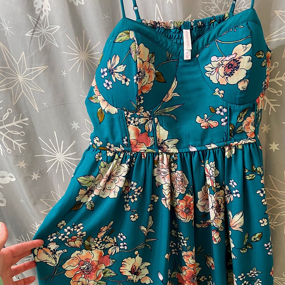 Xhilaration Teal Floral Mini Dress